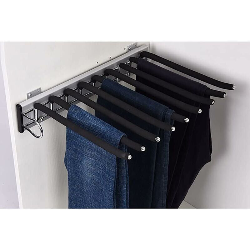 foto del prodotto porta pantaloni estensibile, porta pantaloni, porta pantaloni, 9 sciarpe, asta appendiabiti, porta pantaloni estensibile per armadio da 48 cm