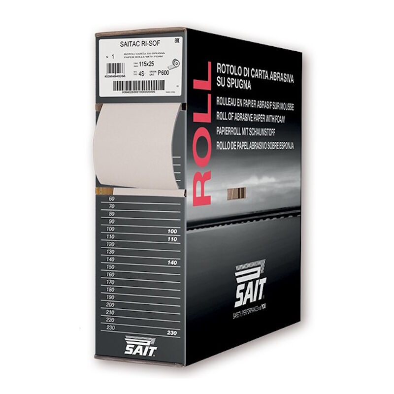 foto del prodotto sait ac ri sof 4s rotolo industriale di carta abrasiva su spugna 115 x 25 m grana 600