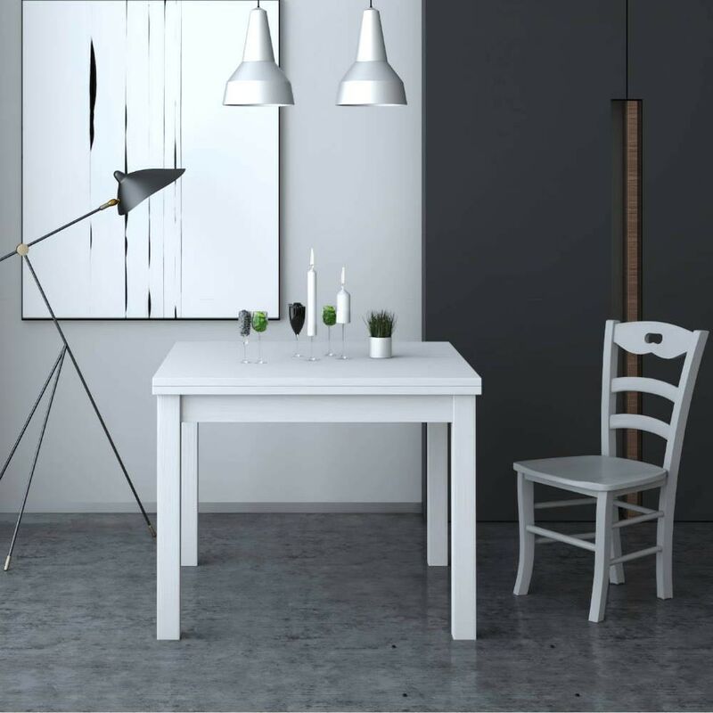 foto del prodotto tavolo quadrato raddoppiabile colore bianco frassinato 90x90 cm firenze