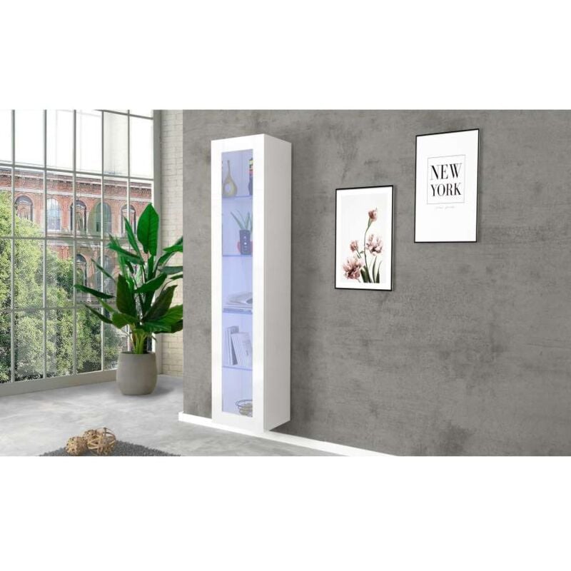 foto del prodotto vetrina moderna 1anta battente maruska bianco lucido 180x40x30 cm
