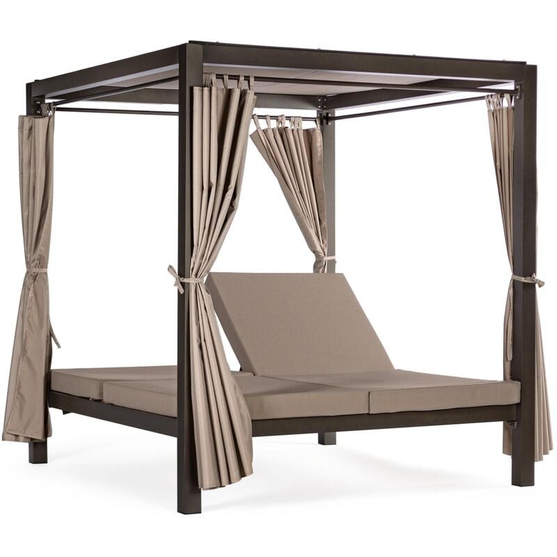 foto del prodotto lettino daybed dream prendisole ad isola per giardino e piscina, baldacchino reclinabile con tende antracite