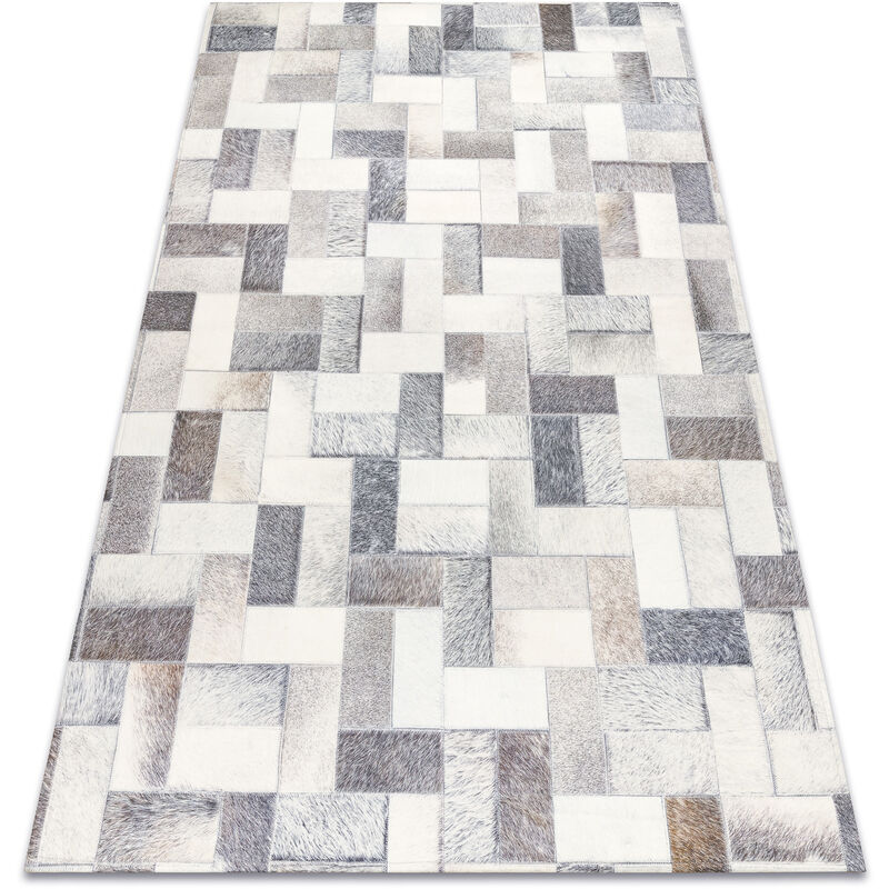 foto del prodotto tappeto patchwork 21723 grigio pelle di vacchetta, tavole beige 160x230 cm