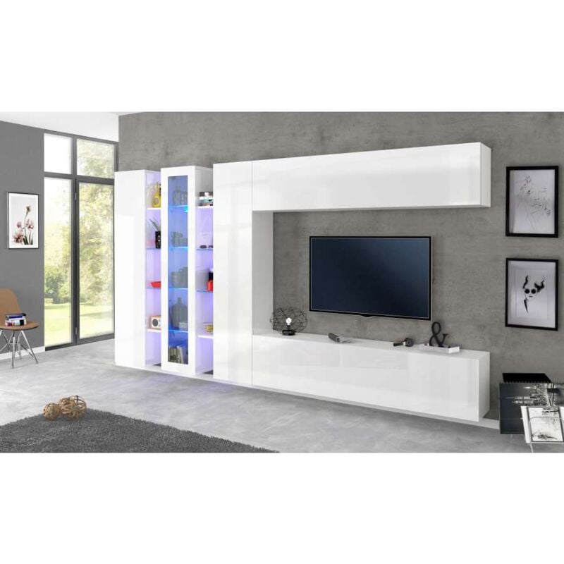 foto del prodotto ahd amazing home design soggiorno moderno da 340cm maruska bianco lucido