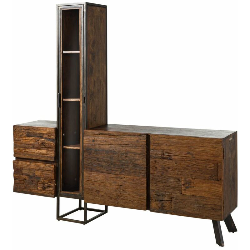 foto del prodotto tavolo consolle in legno di acacia legno riciclato 193x38x185 laccato marrone sevilla 07