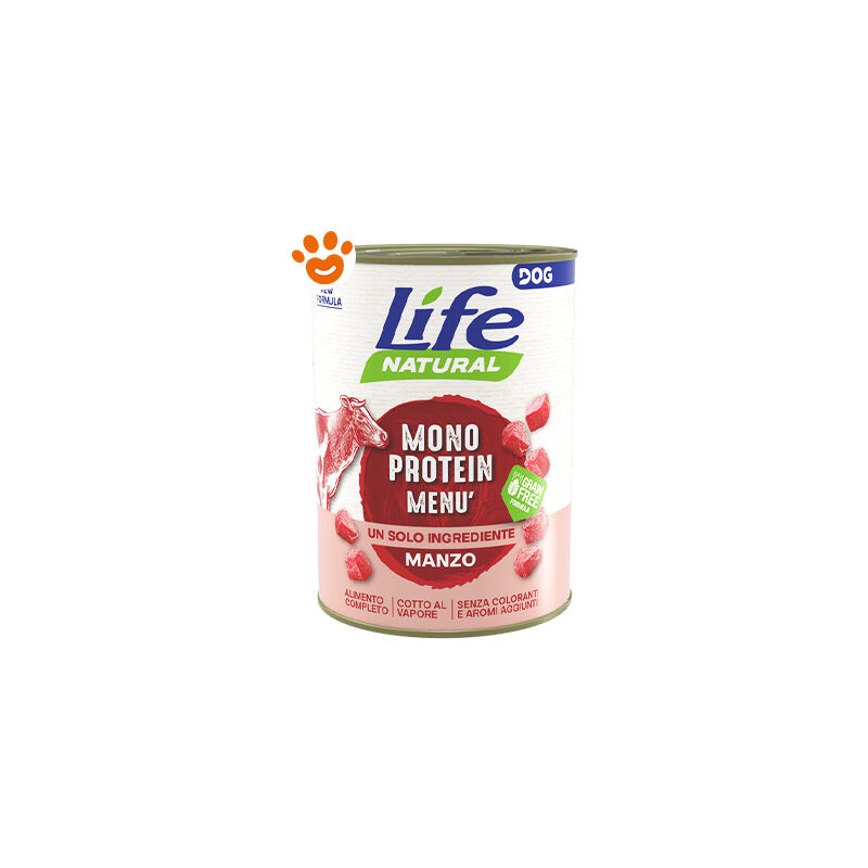 foto del prodotto dog natural monoprotein men manzo dog natural monoprotein men manzo lattina da 400 gr life