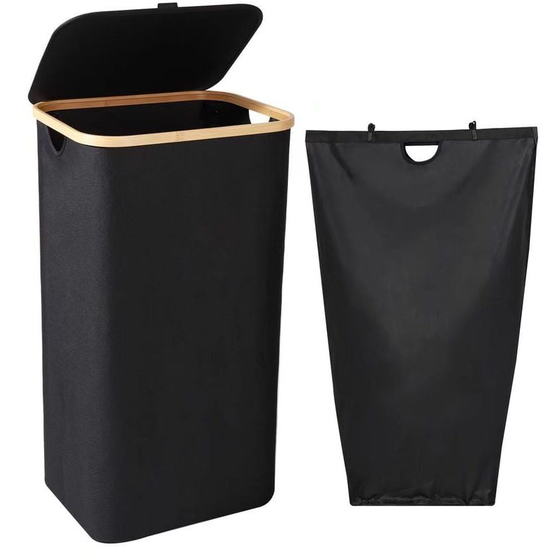 foto del prodotto cesto portabiancheria da 100 litri con coperchio e maniglia cesto portabiancheria sporca con sacco portabiancheria rimovibile cesto