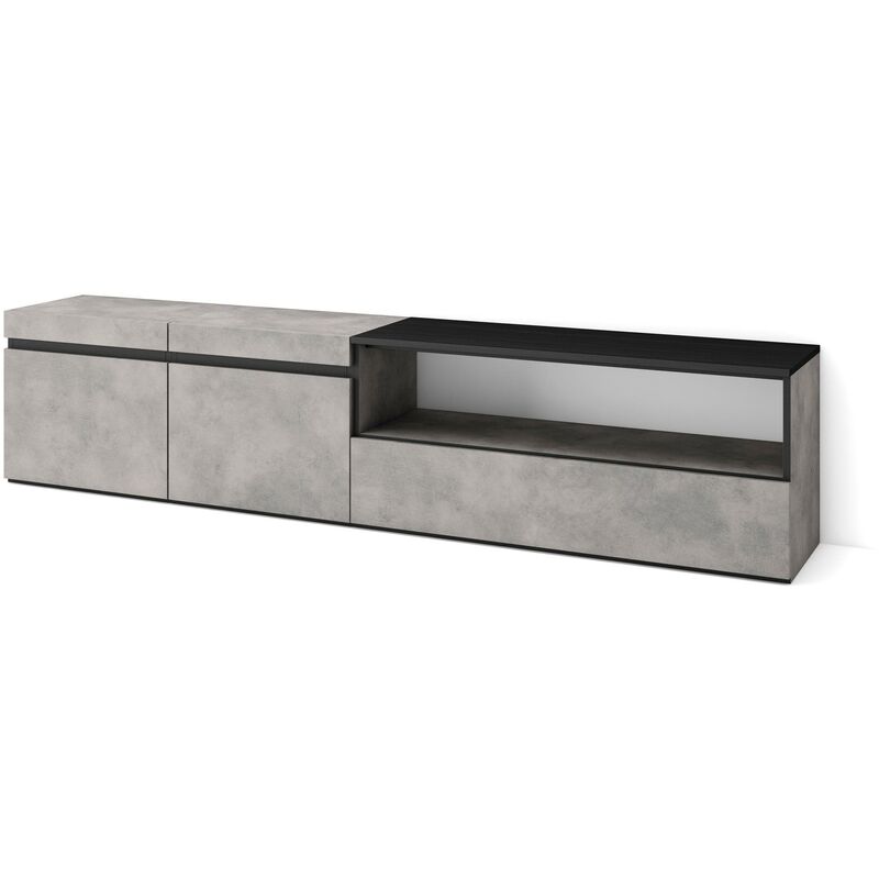 foto del prodotto mobile tv soggiorno, ampio spazio a disposizione, 200x45x35cm, per tv fino a 80 , mobile soggiorno, stile moderno, grigio cemento skraut home