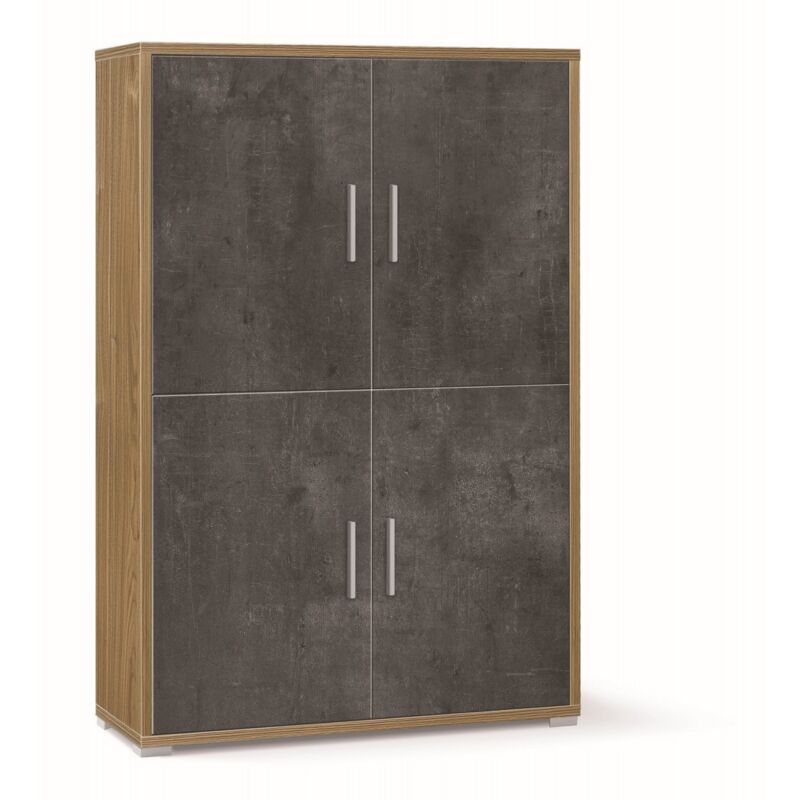foto del prodotto mobile credenza 4 ante armadio noce nero con ripiani da ufficio soggiorno
