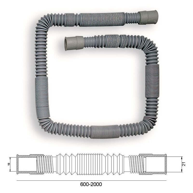 foto del prodotto tubo per scarico lavatrice estensibile mm. 600 2000 7859espg2100