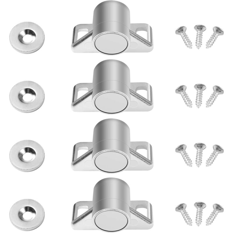 foto del prodotto 4 pieces magnetic catches for kitchen cupboard or wardrobe silver 