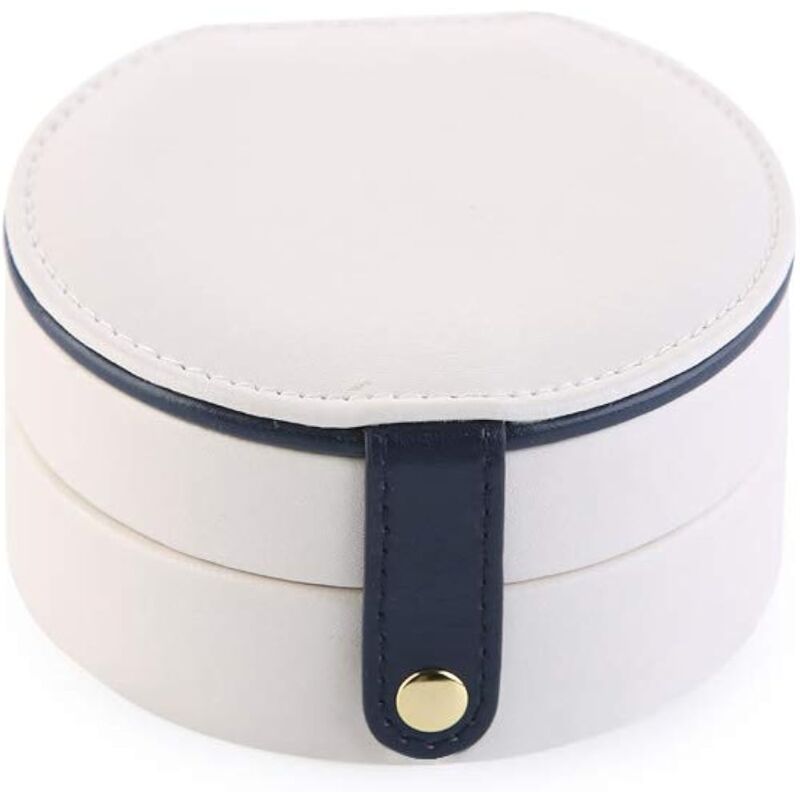 foto del prodotto zvd jewelery box 2 tier faux leather jewelery box with mirror earrings necklace bracelet jewelery organizer jewelery organizer, mini white