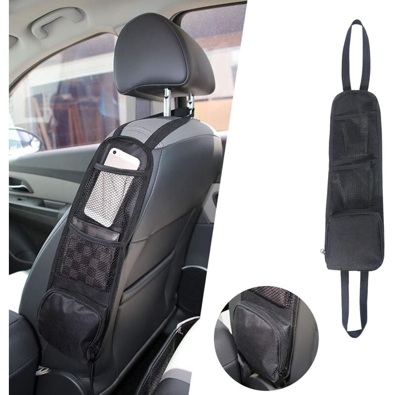 foto del prodotto seat side organizer, car storage bag, mesh pocket car seat phone holder for all front passenger car seats for cars, trucks