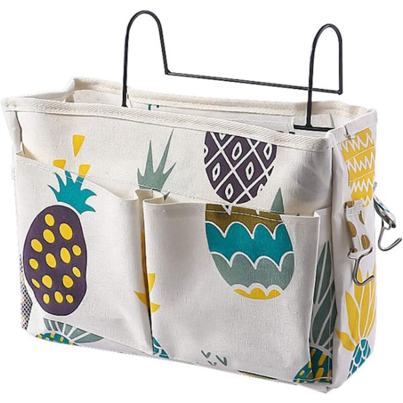 foto del prodotto bedside storage basket,hanging storage bag,bed pocket basket multifunction organizer with hanging hook,bed pocket for home office school