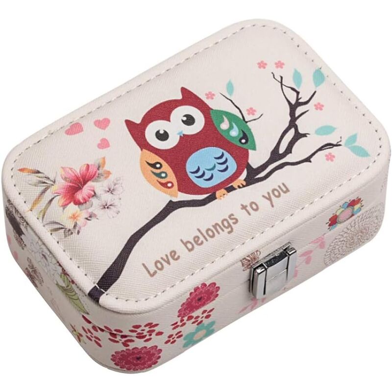 foto del prodotto zvd jewelry box small pu leather travel jewelry box with built in mirror makeup and accessories rings, earrings, necklaces lockable storage box for