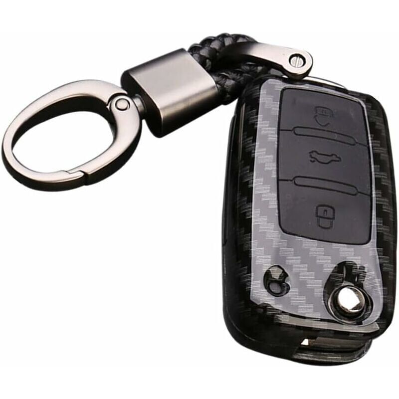 foto del prodotto snq cover per chiave in fibra di carbonio abs cover per portachiavi in silicone per volkswagen bora beetle tiguan polo passat jetta seat sagitar