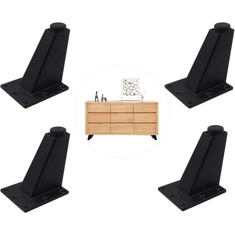 foto del prodotto 4 pieces adjustable legs furniture legs kitchen legs tv table legs bar counter, aluminum alloy furniture legs for sofa table cabinet shelves, black