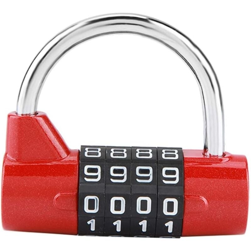 immagine 0 del prodotto door password lock, 4 digit code combination padlock, security password lock for gym, school, employee locker travel suitcase red 