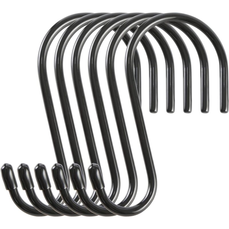immagine 0 del prodotto zvd 6 hooks, s hooks, stainless steel, large, hanging hooks, coat hanger hooks, towel hooks, coat hooks, butcher hooks, wall hooks, black hooks