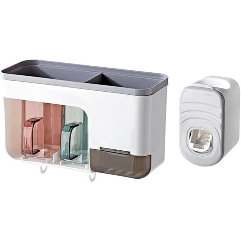 foto del prodotto toothbrush holder, mouthwash organizer with toothbrush holder hook 2 cups toothpaste dispenser