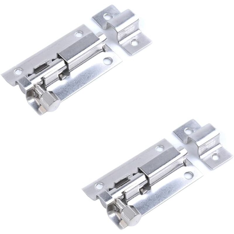 foto del prodotto pack 3 stainless steel door bolts for interior doors security latch silver 89 x 29.3mm