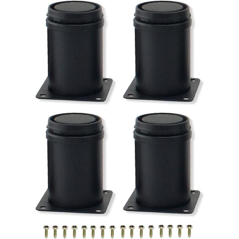 foto del prodotto 4pcs 8cm black stainless steel adjustable metal furniture legs for cabinet table legs sofa feet furniture replacement leg, 8cm