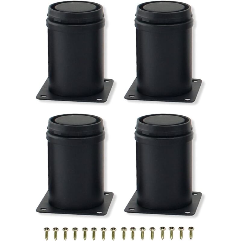 foto del prodotto 4pcs 8cm black stainless steel adjustable metal furniture legs for cabinet table legs sofa feet furniture replacement leg, 8cm