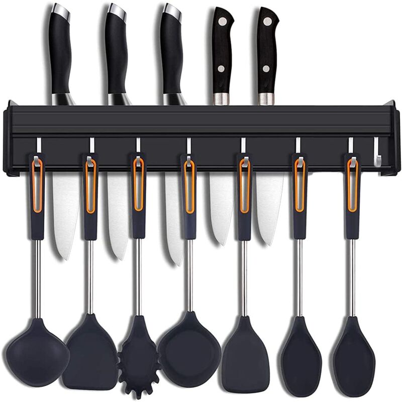 foto del prodotto zvd kitchen utensil holder with hooks, wall mounted kitchen utensil rack, kitchen wall mounted pot holder for knives, wall hanging pot holder for
