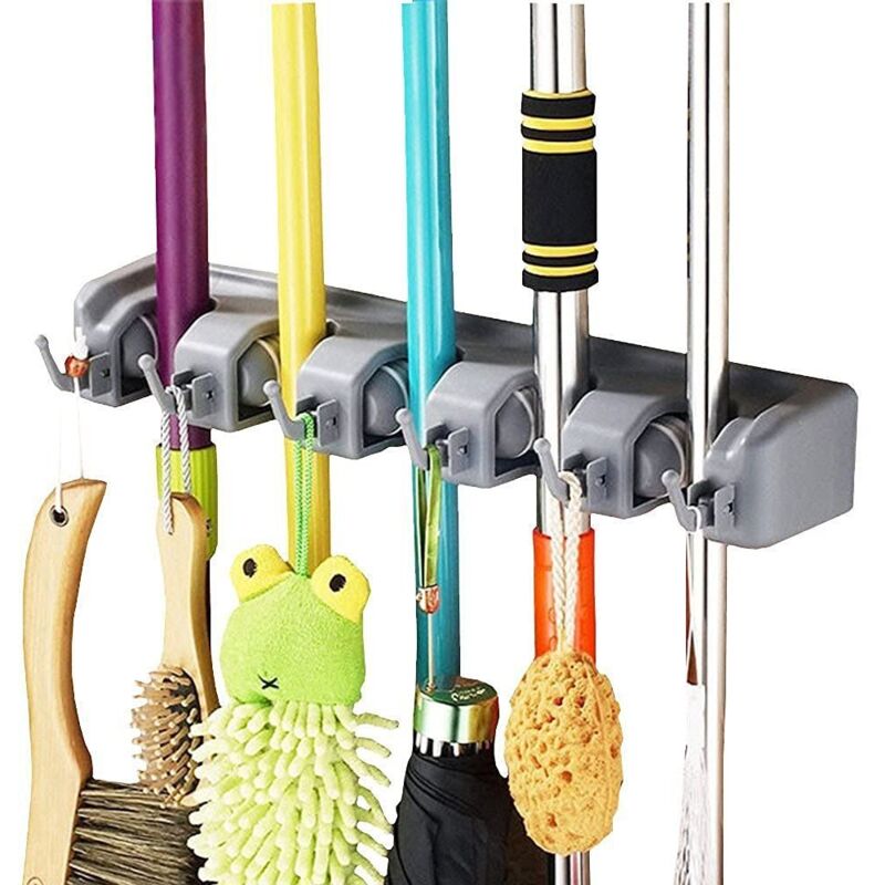 foto del prodotto zvd multi function wall mounted broom holder, hanger holder for your kitchen, garage, laundry room for kitchen, bathroom, garage and garden 5