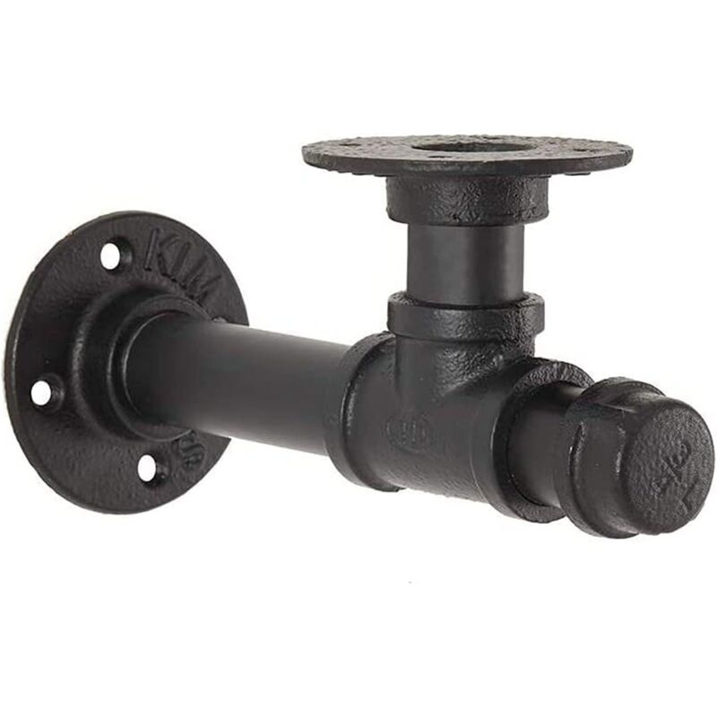 foto del prodotto pipe rack holder, industrial style wall shelf bracket, black shelf bracket, decorative wall shelf for decorating kitchen, living room, bedroom, office