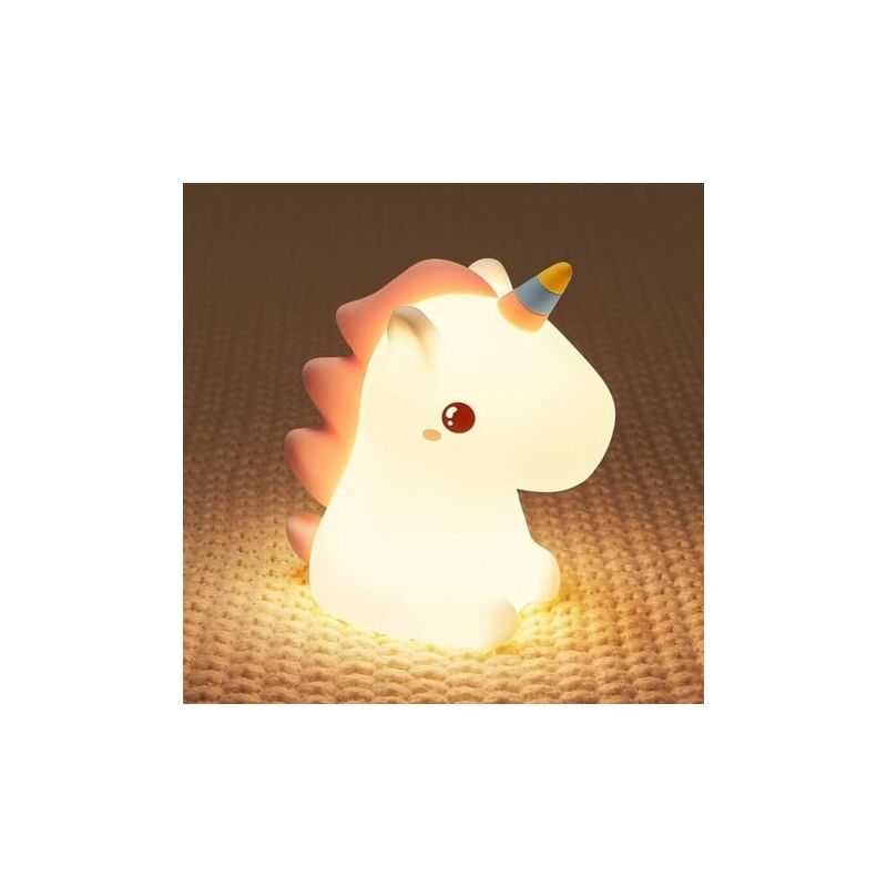 foto del prodotto luce notturna a forma di unicorno per bambini, neonati, bambine, ragazzi e adulti, led ricaricabile in silicone, regalo per bambina, decorazione