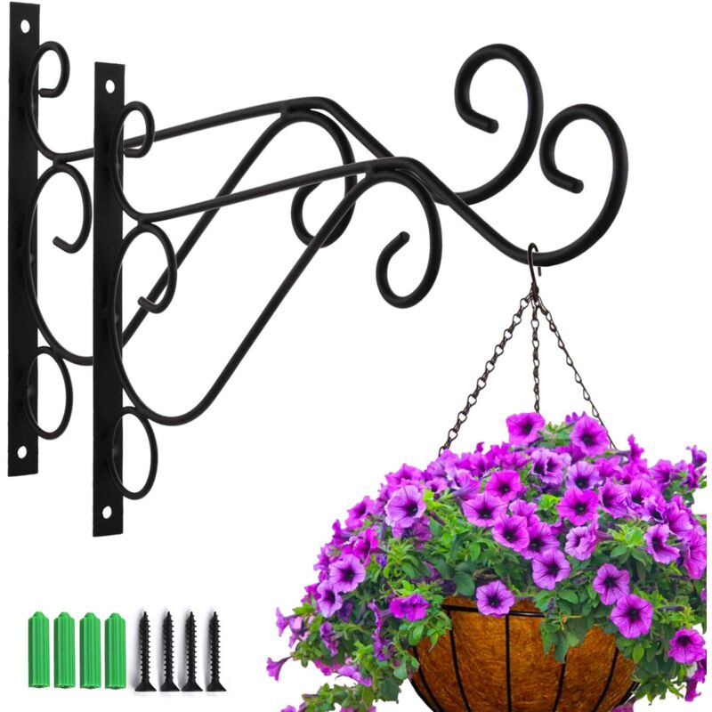 foto del prodotto zvd 2 pieces wall hanging plant hook with screw holder plant hook lantern bird feeders metal garden basket for balcony garden decoration