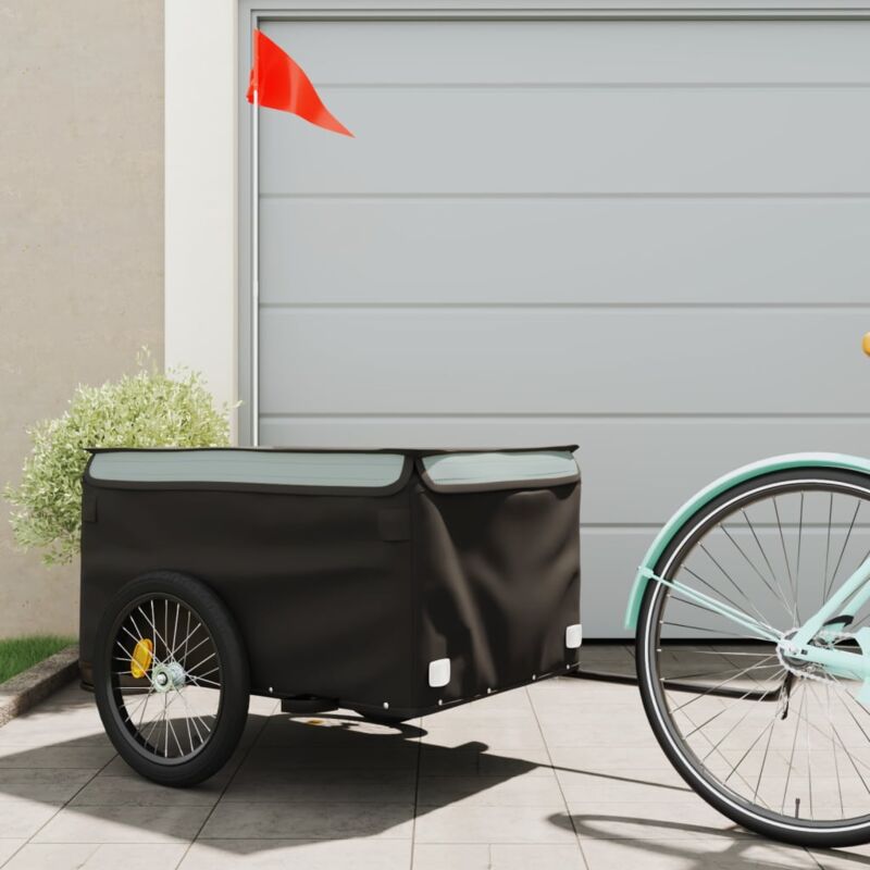 foto del prodotto vidaxl rimorchio da bici nero e grigio 45 kg in ferro