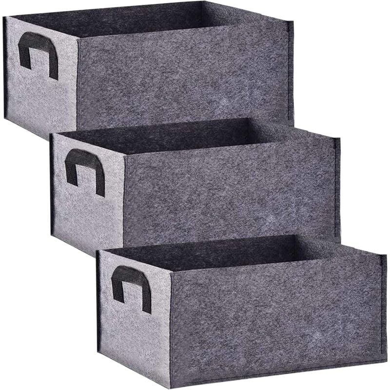 foto del prodotto zvd grow bag, 3 pieces set of rectangular black non woven grow bags with handle, indoor outdoor grow bags planting pot for vegetables, flowers and