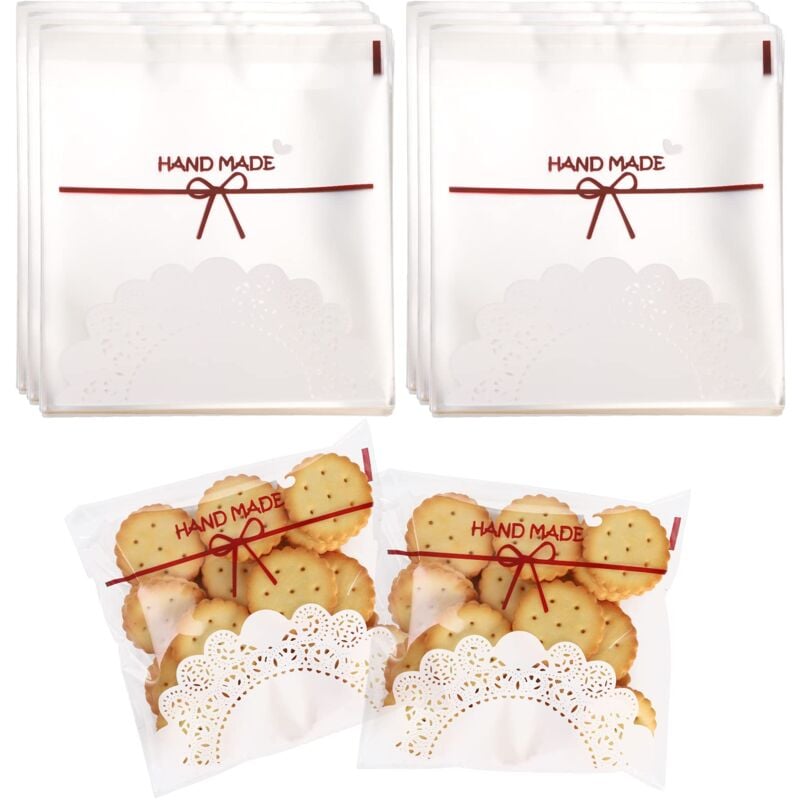foto del prodotto zvd 500pcs self adhesive cookie bags, 5.5x5.5 inch clear candy bags diy plastic individual candy bags decoration favor bags cellophane bags for