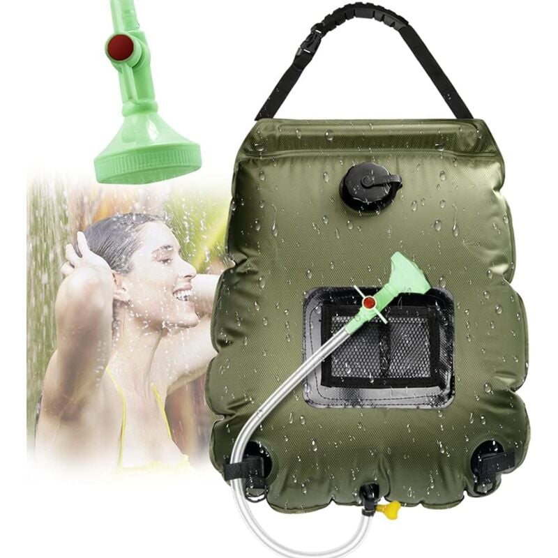 foto del prodotto zvd solar shower bag camping, solar shower bag, solar camping shower, camping shower bag, foldable shower bag, switchable shower head for hiking,