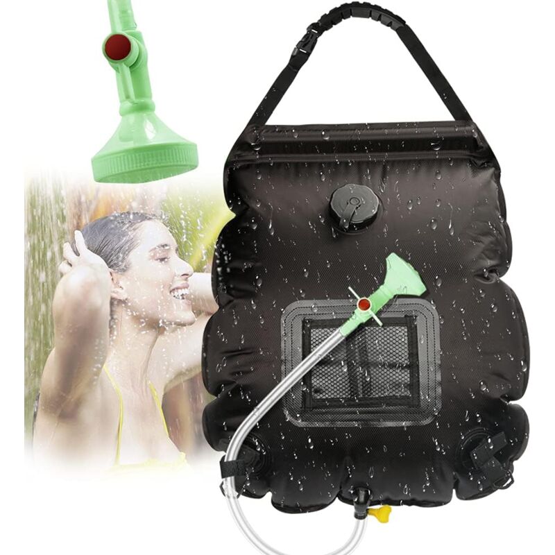 foto del prodotto zvd solar shower bag camping, solar shower bag, solar camping shower, camping shower bag, foldable shower bag, switchable shower head for hiking,