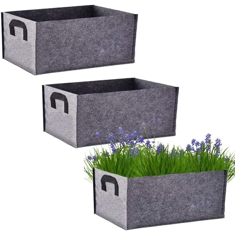 foto del prodotto 3 pieces garden plant bags, plant bags, planting bag large bags, with handle, indoor outdoor grow bags planting pot for vegetables, flowers, fruits,