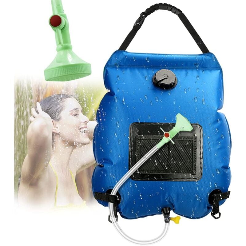 foto del prodotto solar shower bag camping, solar shower bag, solar camping shower, camping shower bag, foldable shower bag, switchable shower head for hiking,