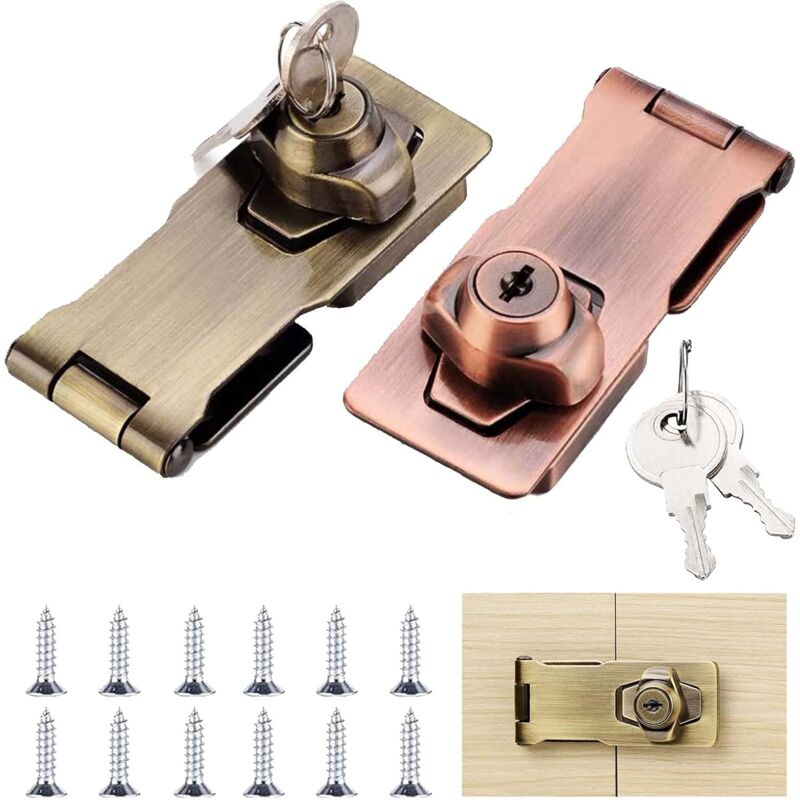 immagine 0 del prodotto zvd metal lock hasp 2pcs snap lock hasp metal lock hasp door latch hasp with padlock and key