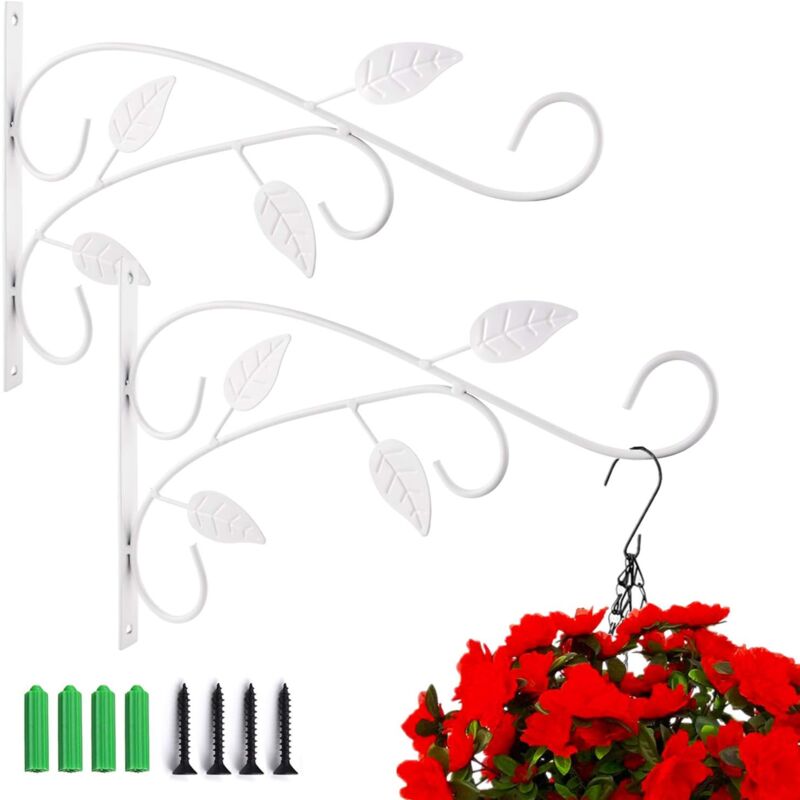 foto del prodotto zvd 2 pieces wall hanging plant hook with screw holder plant hook lantern bird feeders metal garden basket for balcony garden decoration 4
