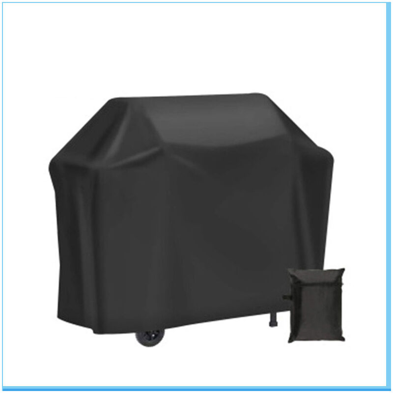 foto del prodotto bbq cover, heavy duty 210d oxford tarpaulin cover gas bbq protection, windproof uv waterproof dampproof dustproof grill cover 147x61x117cm black