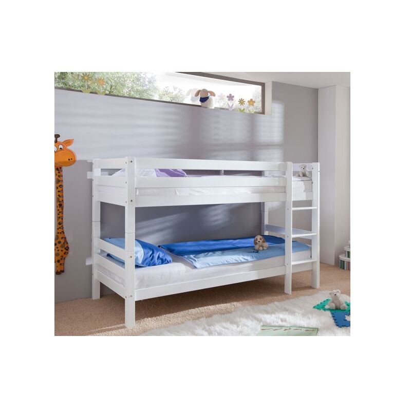 foto del prodotto letto a castello legno olimpo laccato bianco 90 x 200 senza scivolo