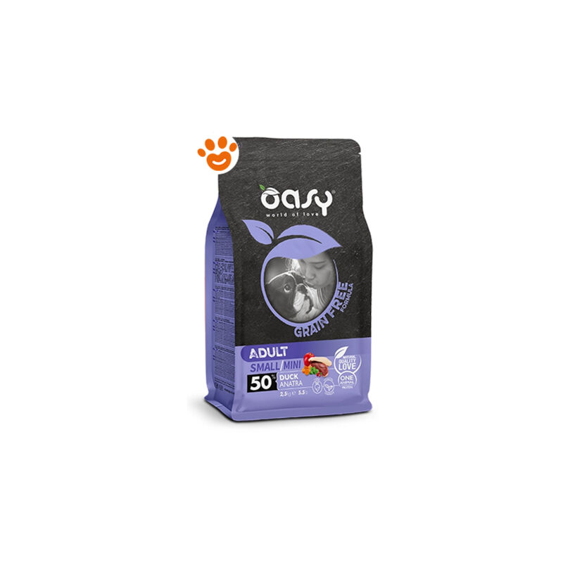 foto del prodotto dog grain free adult small mini anatra dog grain free adult small mini anatra sacco da 800 gr oasy