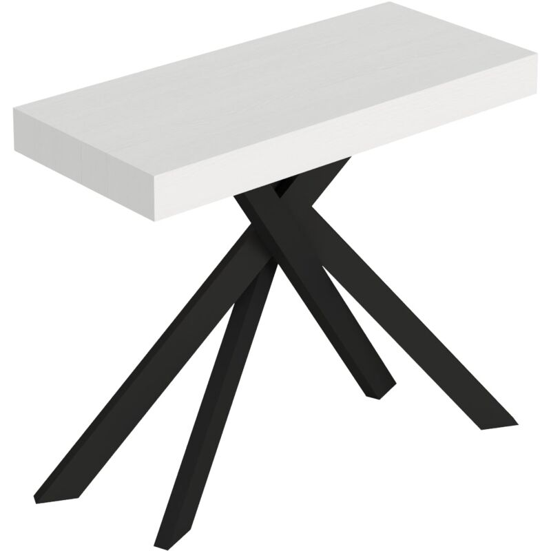 foto del prodotto consolle allungabile 90 300x40x77 cm saki bianco frassino gambe antracite