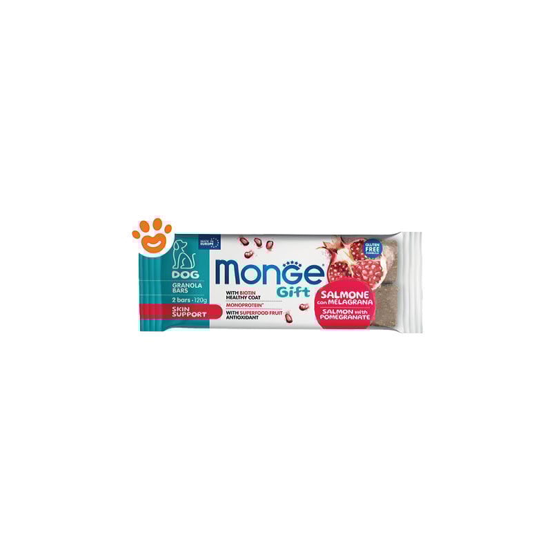 foto del prodotto dog gift granola bars skin support salmone con melagrana omaggio dog gift granola bars skin support salmone con melagrana omaggio confezione da