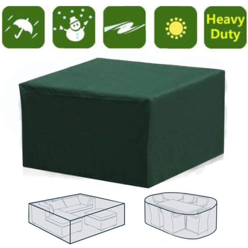 foto del prodotto snq copertura rettangolare impermeabile per mobili da giardino con protezione uv per tavolo da patio e mobili da giardino, verde, 123 x 61 x 72 cm.