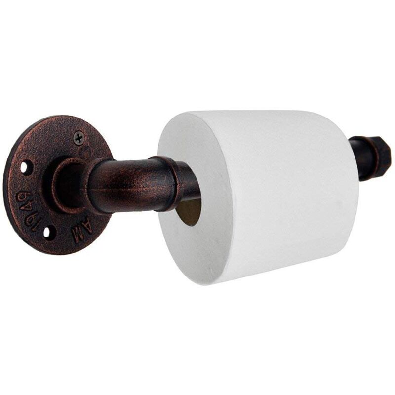 foto del prodotto zvd toilet paper holder set industrial pipe decor wall mounted toilet roll holder bronze finish
