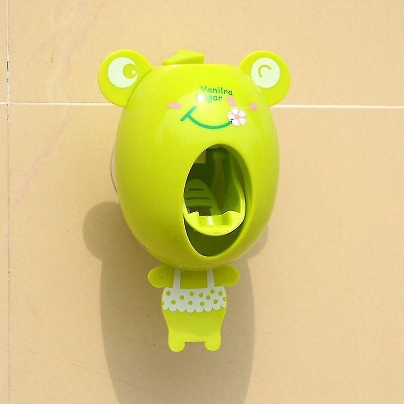 foto del prodotto toothpaste dispenser cartoon strong suction cup bathroom accessories set green