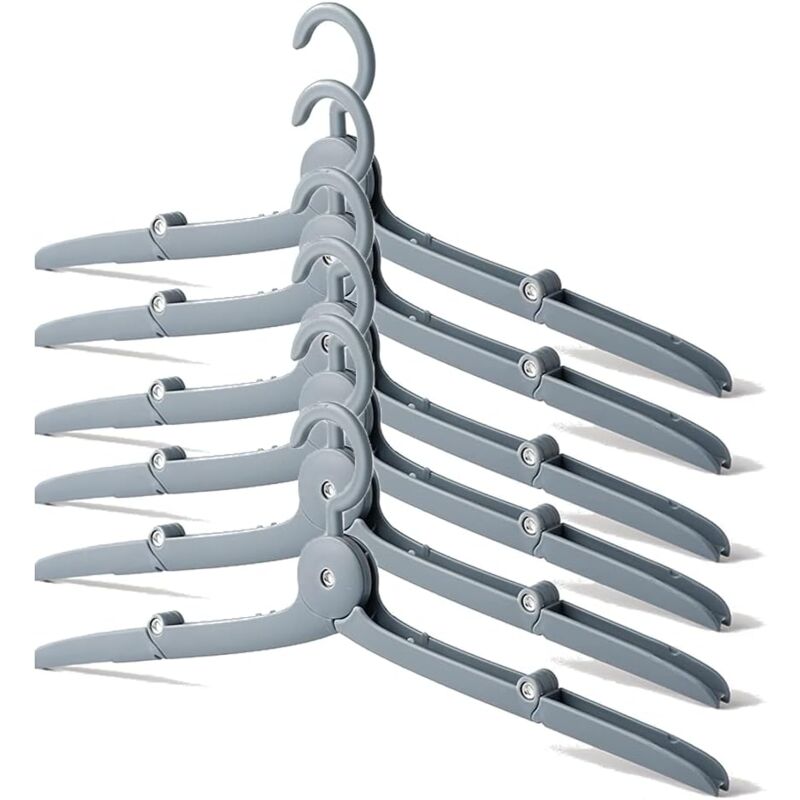 foto del prodotto 6 pack plastic foldable clothes hangers, windproof and space saving, travel clothes hangers for camping, school, family, kids and outdoor wardrobe