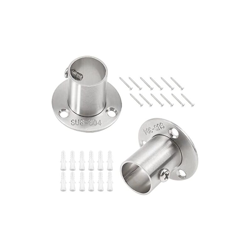 foto del prodotto pieces wardrobe rod holders for 22mm tube silver stainless steel closet pole socket for shower curtain clothes rod with screws and expansion tube